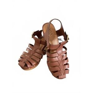 Ana Brown Leather Strappy Heeled Sandals